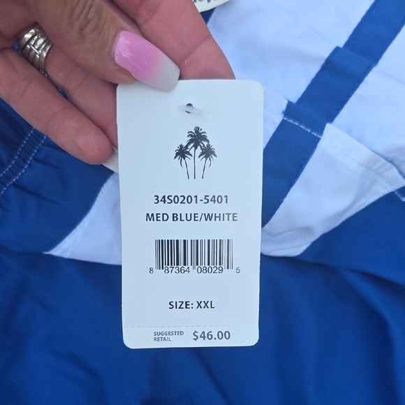 Newport Men's Swim Trunks in Blue and White - Picture 3 of 4